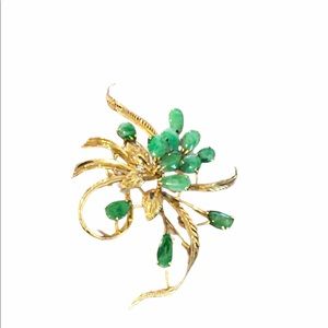 14k Gold Jade Fancy vintage Brooch APPRAISAL